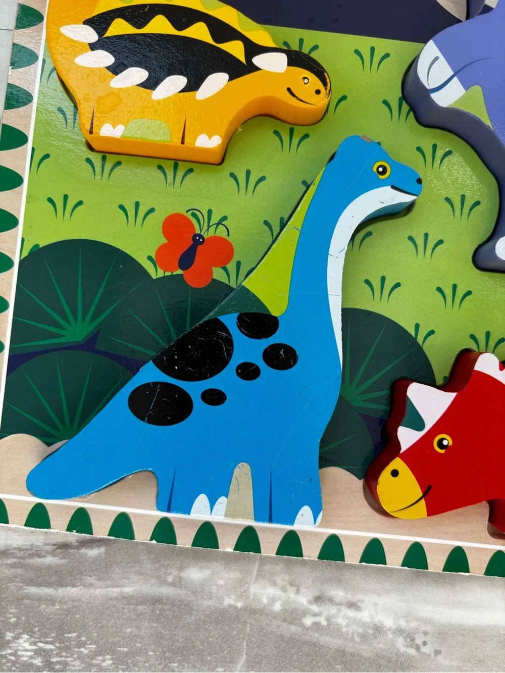 Melissa & Doug Chunky Wooden Dinosaur Puzzle Kids Play Colorful 7 Piece Kidcore